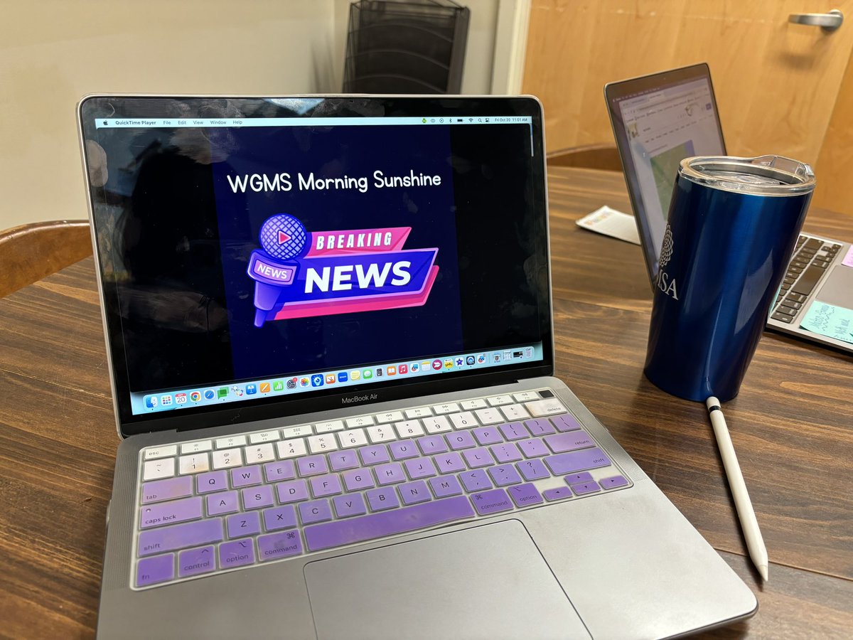 nicoleconnected's tweet photo. So excited that our first live news broadcast was a success! @MissAugustine2 and I are already working on next week’s content! Shout out to @AppleEDU and @GoogleForEdu for their incredible tools!  #rsu9tech #schoolnews #studentnewsreporters #i4you https://t.co/apXNj962ui