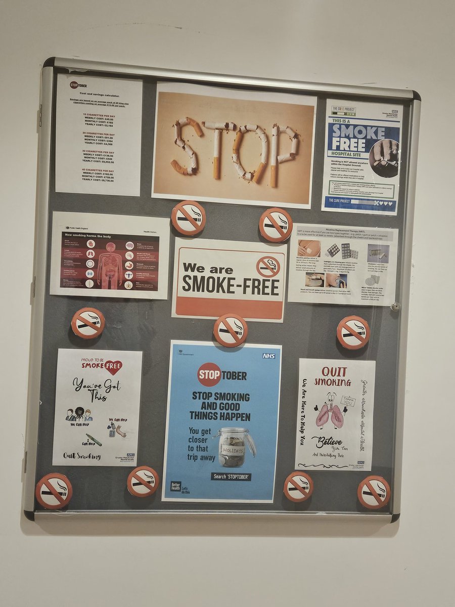 Claire78028760's tweet photo. Our new smoke free information board is now up on #teamprospect ward to help out service users find ways to quit smoking 🚬 🚭 @NicolaR95452877 @AtherleighP @GMMH_NHS https://t.co/JhX3krNe9c