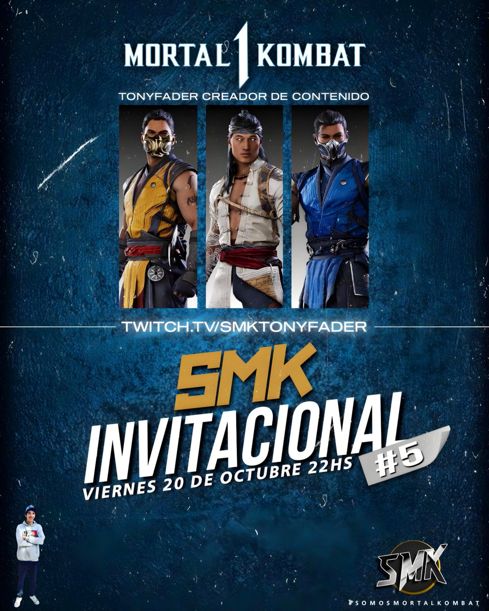 SOMOSMORTAL's tweet photo. SMK Invitacional #5 Viernes 20 De Octubre https://t.co/eK2bss10yn (El Regreso Del Tiburon)

#somosmortalkombat #smk #mortalkombat #mk1 #MortalKombat1 https://t.co/T9qh2hGOur
