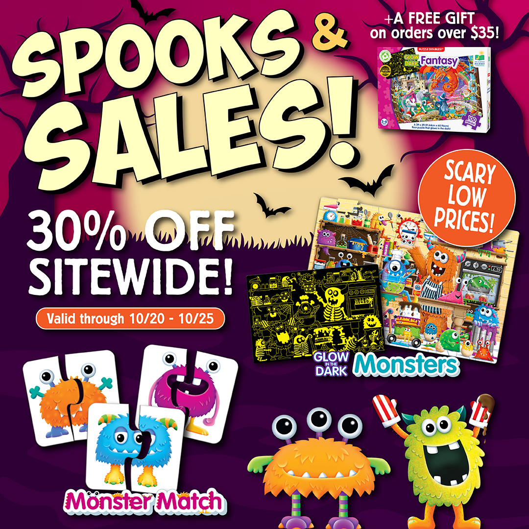 Enjoy scary low prices on exciting educational toys, puzzles, and games! Receive 30% off sitewide, PLUS get FREE SHIPPING &amp; a FREE 'Puzzle Doubles! Glow in the Dark - Fantasy' puzzle on all orders over $35! 🧠🧩

(Valid through 10/20 - 10/25 at midnight!)

tlji.com