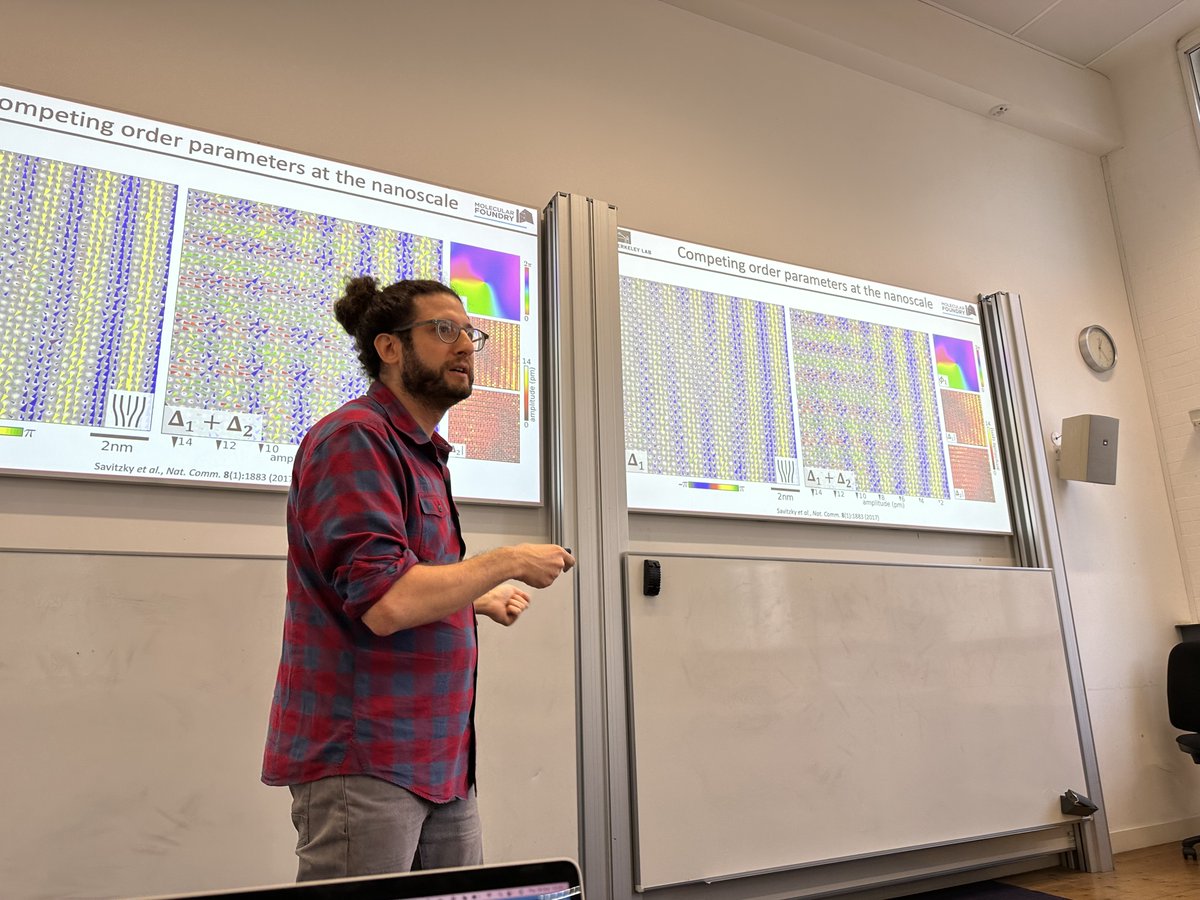 A wonderful seminar by Ben Savitzky yesterday, hosted by @LondonNanotech and @ImpMaterials on Multiscale and multimodal materials characterization with (4D)-STEM. Ben will also be delivering a workshop with @CDT_ACM students on (4D)-STEM data analysis during his visit.@ShellyStem