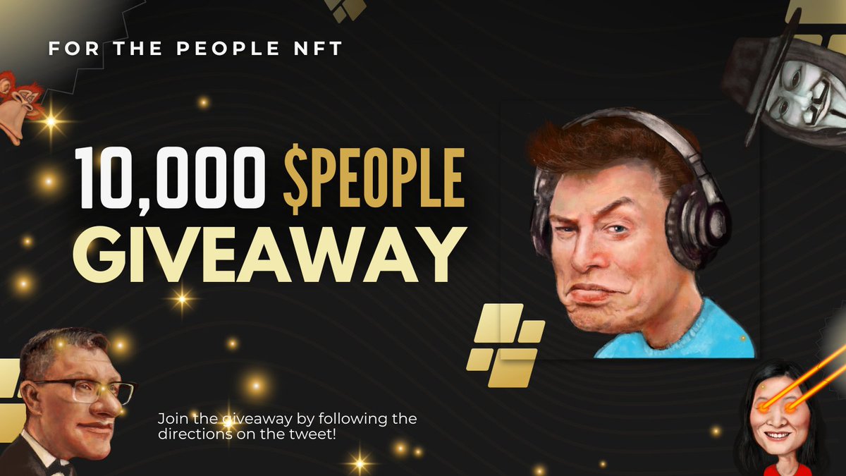 Hey $PEOPLE! It's Friday! 🤠 Earn part of the 10,000 $PEOPLE prize pool via this Giveaway by following the instructions: 
1) Follow us &amp; RT this Tweet
2) Tag 2 Friends
3) Tag your Fav #BUIDLer or #NFT Artist

Go, go! Winners will be announced here on our twitter on Thursday. 🥳