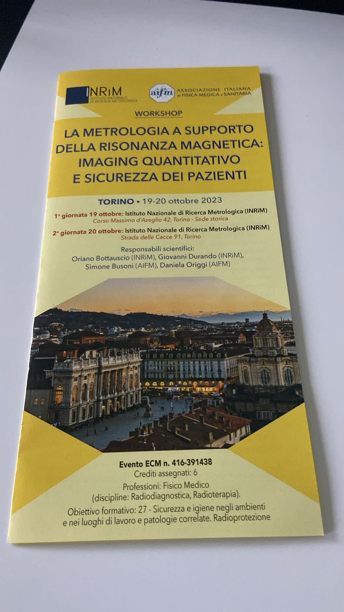 fisica_medica's tweet image. Le immagini delle due giornate dell&apos;importante workshop AIFM-INRIM a Torino. #RMN #quantitativeimaging #metrology #PatientCare