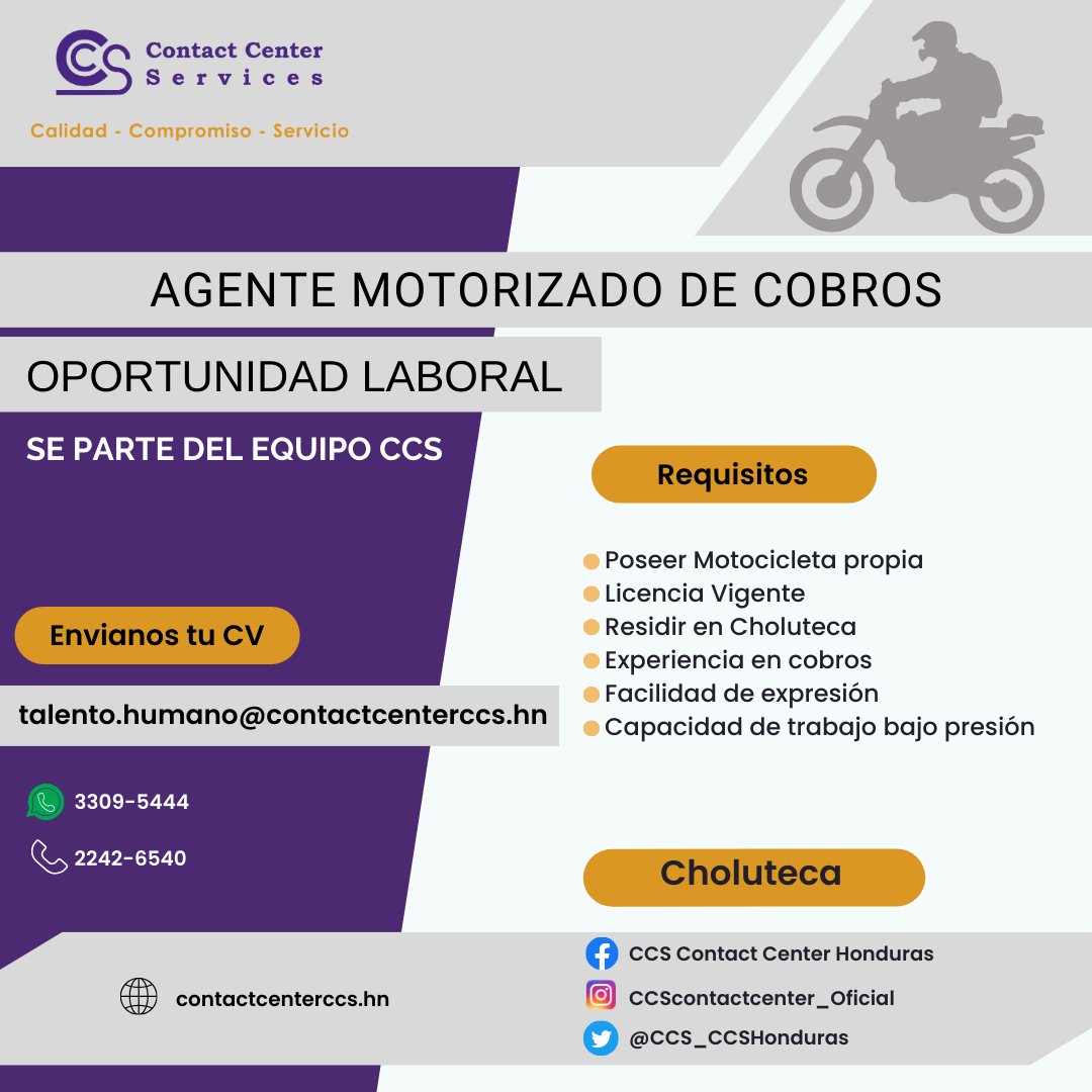 CCS_CCSHonduras's tweet photo. #empleosinmediato #empleoscholuteca #somosccs #empleos #empleohonduras #equipoccs #choluteca #BuscasEmpleo #Callcenter https://t.co/tz6ftklAVS