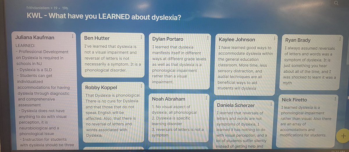 FrithDanielle's tweet image. My @MUschoolofEduca pre-service special education teachers showing off what they learned about #Dyslexia in class yesterday! @padlet #knowbetterdobetter