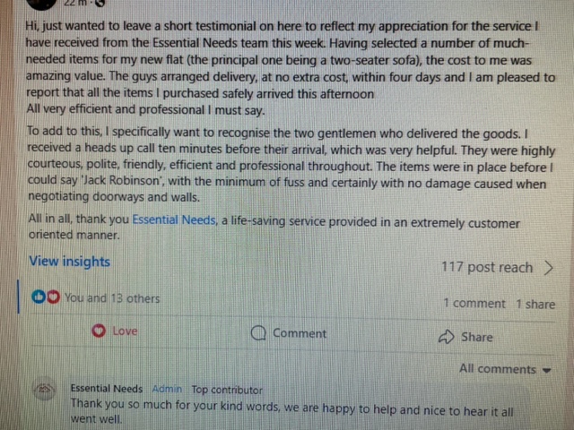 On a wet and soggy day, this lovely post on our FB page has meant we will all be leaving work with a smile on our faces.