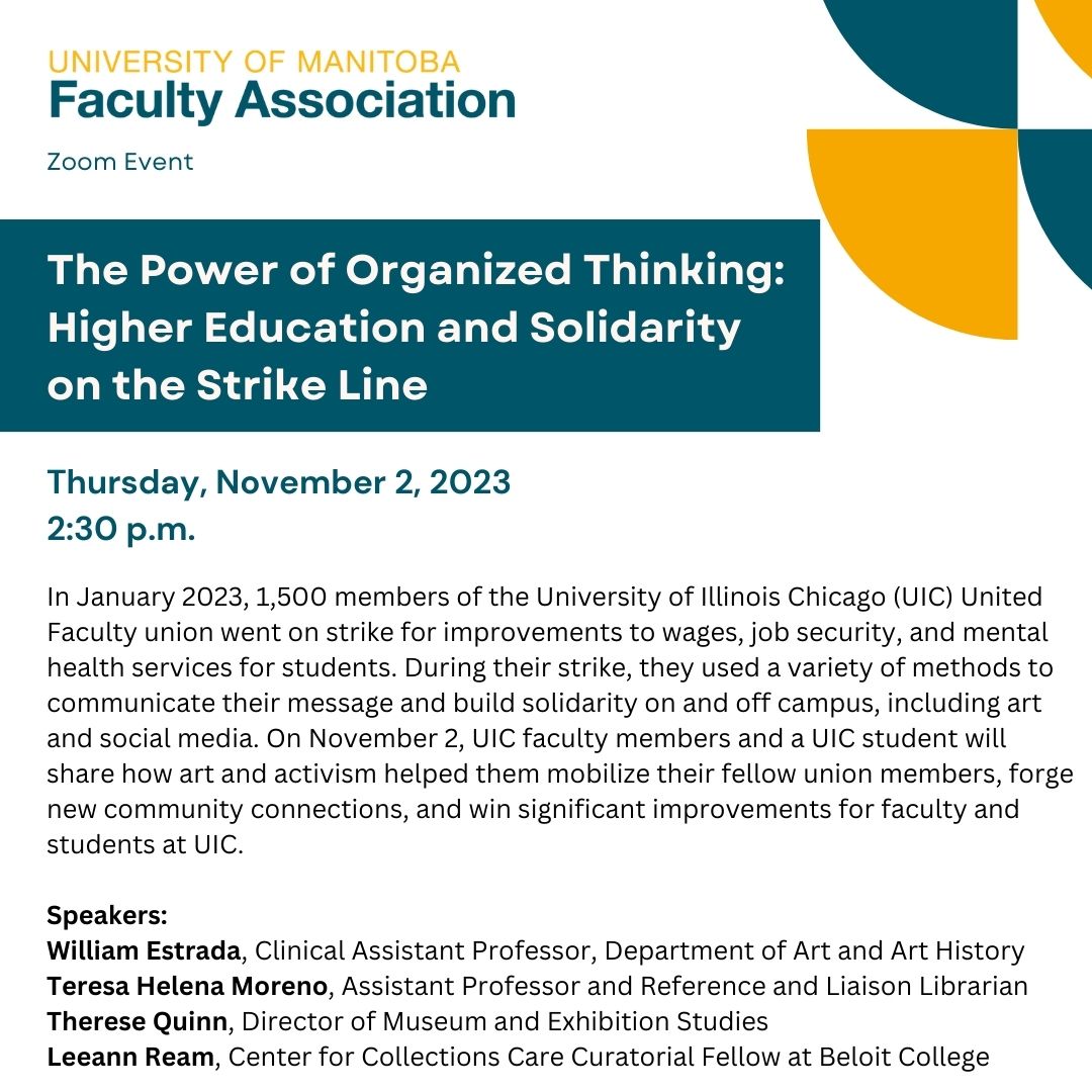 UMFA Members - mark your calendars to attend this Zoom event on November 2 at 2:30 p.m. hosted by the UMFA Organizing and Communications Committee (OCC). The meeting link was emailed earlier this week.