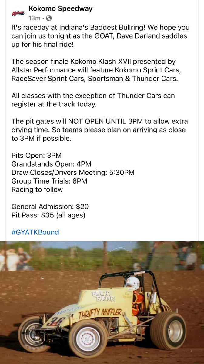 #ONELASTRIDE <a href="/kokomospeedway/">Kokomo Speedway</a> 

SO… #GYATK 🏁