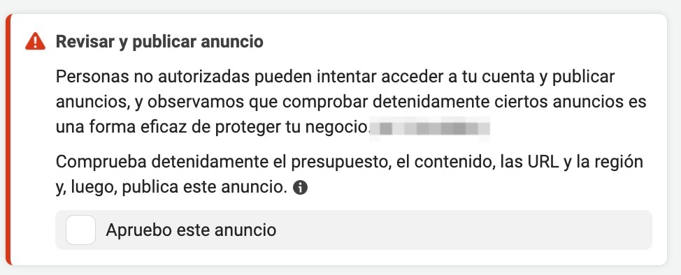 _lezama95's tweet photo. Están hackeando cuentas publicitarias en Facebook⚠️⚠️⚠️

Ahora podrás ver un anuncio en tu cuenta publicitaria como el que he dejado adjunto, esto con el objetivo de evitar movimientos sospechosos en tu cuenta. 

(HILO 🧵) https://t.co/lc2L1WfrBu