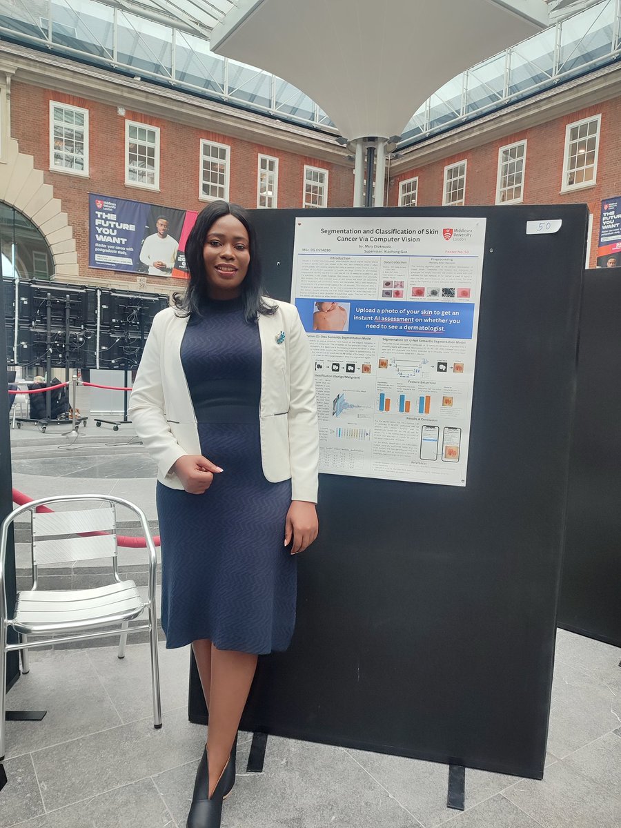 uniqcoda's tweet image. Yesterday I had a great time presenting a demo of my master's dissertation project on #ComputerVison at Middlesex University London.
I built a skin lesion detection app using Python, Tensorflow, Flask, HTML and CSS.
More info on LinkedIn linkedin.com/posts/uniqcoda…