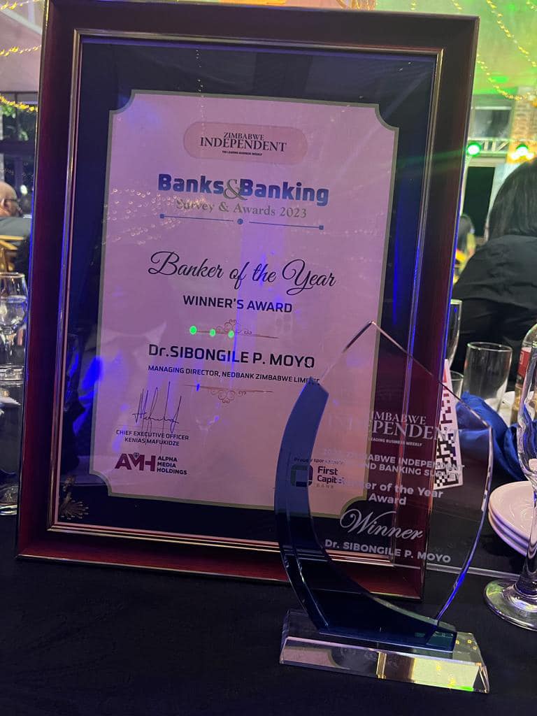 NedbankZimbabwe's tweet photo. We are delighted to announce that our Managing Director, Sibongile Moyo, was honored as the 2023 CEO of the year at last night's Banks and Banking survey awards. Nedbank Zimbabwe is also the overall Environmental, Social and Governance (ESG) category winner.

#Nedbank https://t.co/lXeCONvbWj