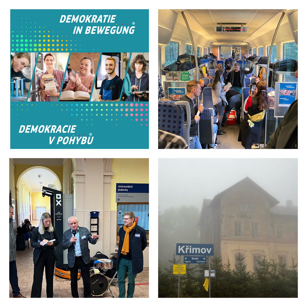 GeorgPfeifer's tweet photo. Demokratie in Bewegung-Demokracie v Pohybu: Das war die 🇩🇪🇨🇿grenzüberschr. Zugfahrt v. Annaberg nach Chomutov mit Gesprächen zu EU &amp; den kommenden Europawahlen 2024! Danke an alle, insbesondere MEPs Peter Jahr und Matthias Ecke sowie StS Mathias Weilandt, EIB und EU-Kommission!🇪🇺 https://t.co/RZi5cBVybN