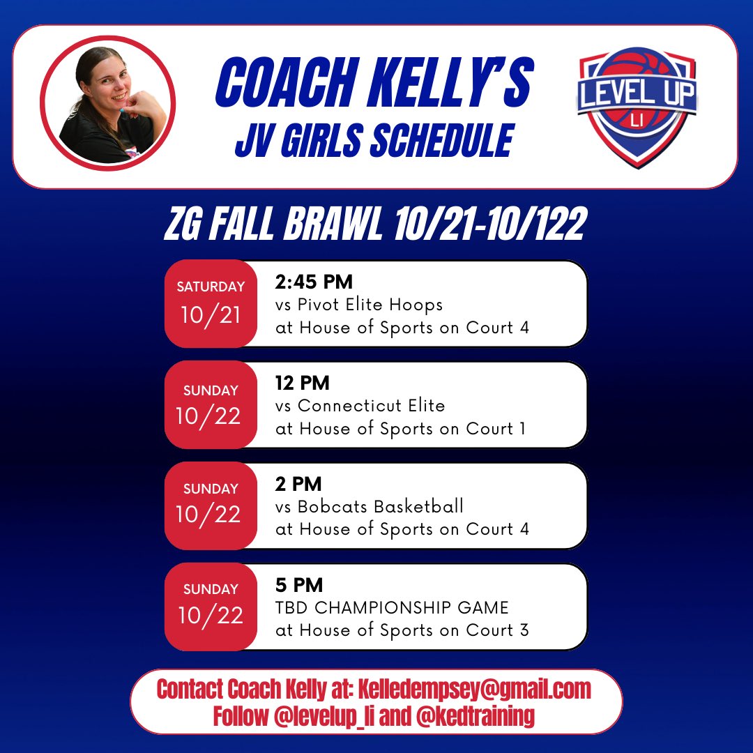 Kelly Dempsey (@kedtraining) on Twitter photo Both my girls 17U and 15U <a href="/levelup_li/">Level Up LI</a> will be playing in the <a href="/zg_tristate/">Zero Gravity Tri-State</a> Fall Brawl this weekend!
Uncommitted Players:
<a href="/keiramcgovern15/">Keira McGovern</a> <a href="/_darrian11/">Darrian Jackson</a> <a href="/Shailynn_05/">Shailyn Woodson</a> <a href="/NalaLouis1/">Nala Louis</a> <a href="/Zaharasaintyl1/">Zaharasaintyl</a> <a href="/AdoraCho/">Adora Cho</a> <a href="/Akirarcho/">Akira Cho</a> <a href="/1sagonzales/">Isabelle Gonzales</a>
Find our film here: youtube.com/@kedtraining?s… Both my girls 17U and 15U <a href="/levelup_li/">Level Up LI</a> will be playing in the <a href="/zg_tristate/">Zero Gravity Tri-State</a> Fall Brawl this weekend!
Uncommitted Players:
<a href="/keiramcgovern15/">Keira McGovern</a> <a href="/_darrian11/">Darrian Jackson</a> <a href="/Shailynn_05/">Shailyn Woodson</a> <a href="/NalaLouis1/">Nala Louis</a> <a href="/Zaharasaintyl1/">Zaharasaintyl</a> <a href="/AdoraCho/">Adora Cho</a> <a href="/Akirarcho/">Akira Cho</a> <a href="/1sagonzales/">Isabelle Gonzales</a>
Find our film here: youtube.com/@kedtraining?s…