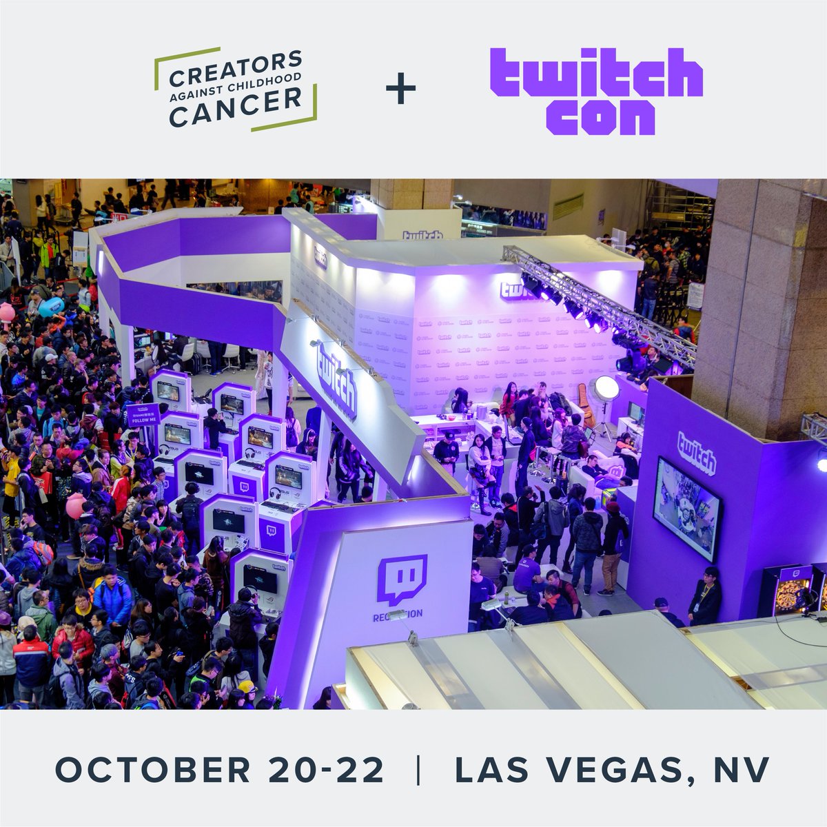 Creators Against Childhood Cancer take on <a href="/TwitchCon/">TwitchCon</a> in Las Vegas! Come stop by our booth (Charity zone CH-61) to learn more about CCRF, how to get involved and see your impact.
