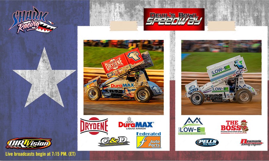 It’s 𝙍𝘼𝘾𝙀𝘿𝘼𝙔 in Texas! 

🏎 <a href="/LSchuchart1s/">Logan Schuchart</a> <a href="/TannerHolmes18/">Tanner Holmes</a> 
📍 Devil’s Bowl Speedway
📌 @worldofoutlaws
👀 <a href="/dirtvision/">DIRTVision</a>
🕰 7:15pm EST
📸 <a href="/rubright22/">Adam Rubright</a> 
🙌🏻 @teamdrydene @duramaxoil <a href="/rigging_c/">C&D Rigging</a> <a href="/FederatedAP/">Federated Auto Parts</a> <a href="/NREngines/">Newmans Racing Engines</a> <a href="/loweinsulation/">Low-E Insulation</a>
