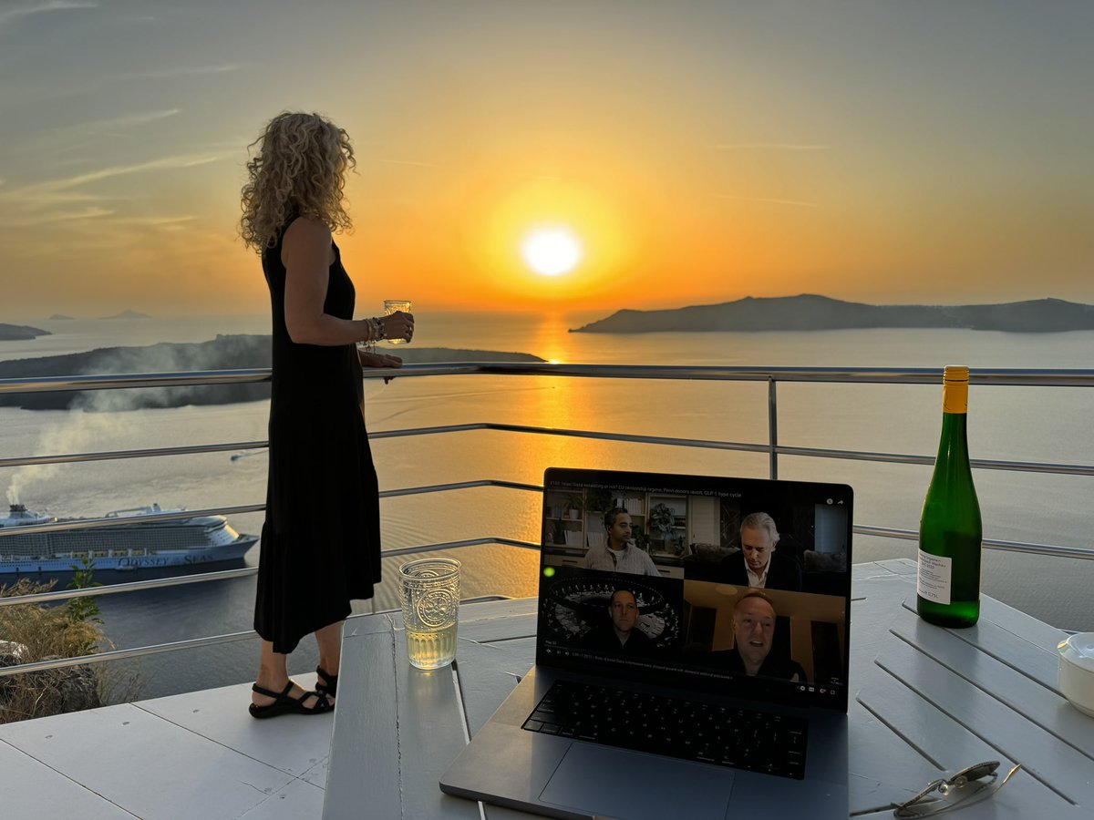 Thanks for hooking my wife on your podcast so my one AirPod each vacation evening can be perfect! <a href="/theallinpod/">The All-In Podcast</a> <a href="/Jason/">@jason</a> <a href="/DavidSacks/">David Sacks</a> <a href="/chamath/">Chamath Palihapitiya</a> <a href="/friedberg/">david friedberg</a> #Santorini