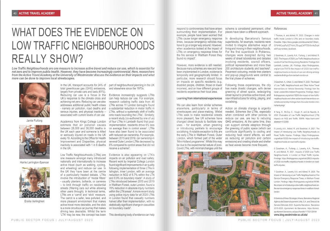 What does the evidence on Low Traffic Neighbourhoods really show? Article by @jamiewfurlong, @ersilia_v, and me in Public Sector Focus, p.40 flickread.com/edition/html/i…