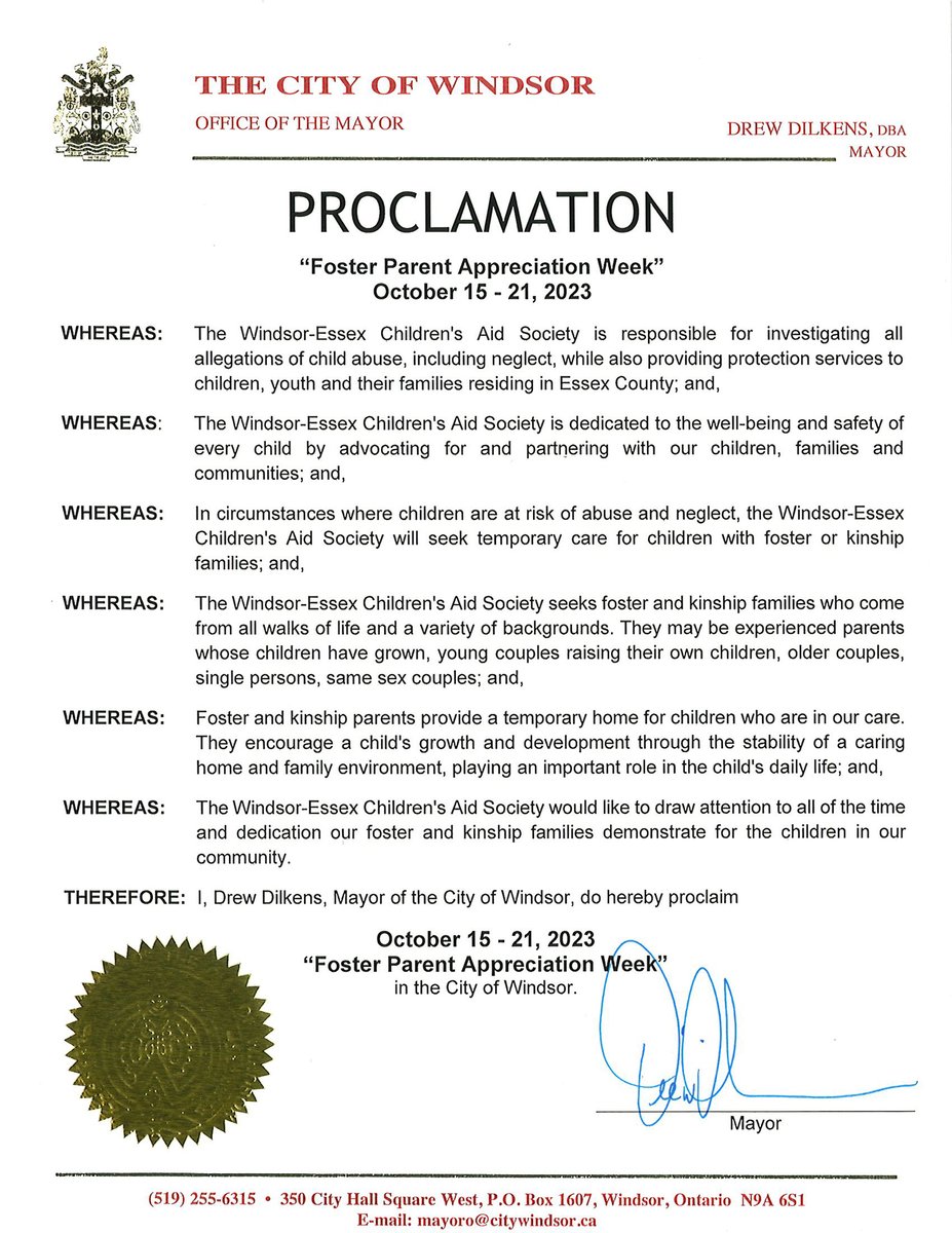 PROCLAMATION! It's Foster Parent Appreciation Week! #yqg