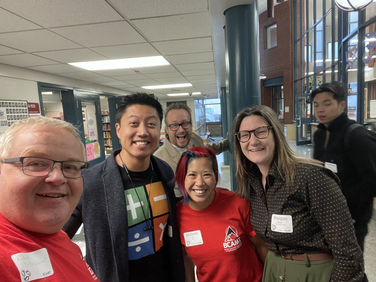 Great to meet <a href="/MaeganGiroux/">Maegan Giroux</a> and <a href="/Jason_To/">Jason To is chillin’ on BlueSky (@mrjasonto.com)</a> in person at the #bcamt23 conference. <a href="/TeacherMmeChu/">Michelle Chu</a> Even had <a href="/dent_official/">Kevin Dent</a> drop in for a photobomb.