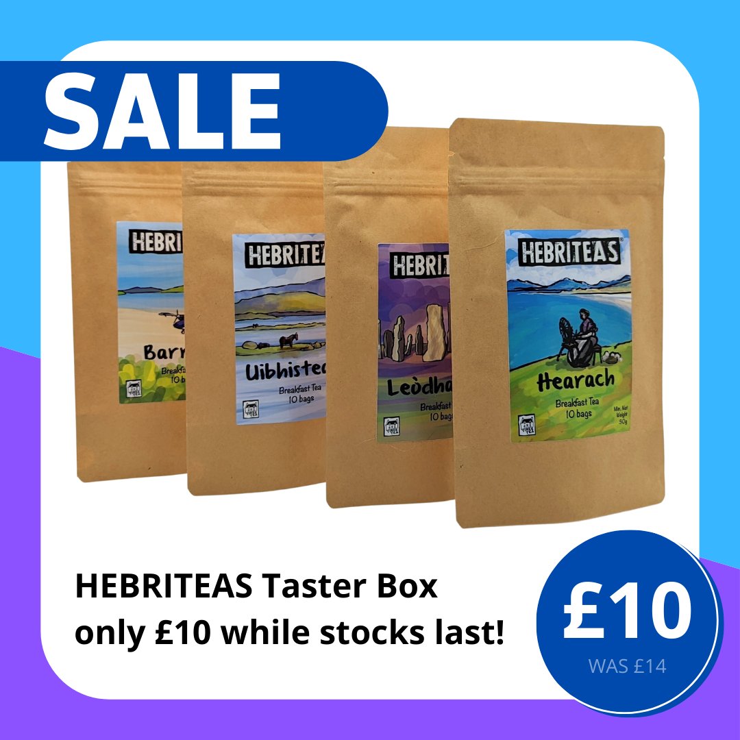 ✨ BARGAIN ALERT ✨ Hebriteas Taster Boxes are reduced to £10! They fit through a letterbox a treat, and feature 4 unique black tea blends inspired by the Hebrides. But you probably guessed that... 

tireetea.co.uk/product/hebrit…

Grab some whilst stocks last!