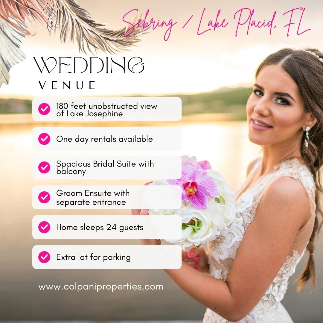 ColpaniProperty's tweet photo. 🏡✨Don't miss out on your chance to have the wedding of your dreams! Book your stay with us today and create your own unforgettable memories. 

https://t.co/Cchdw1bnXS
#TranquilEscape #FamilyGetaway #LakeLife #SebringGetaway #VacationModeActivated #sebring #sebringfl #sebring12 https://t.co/b3IwQCIqae