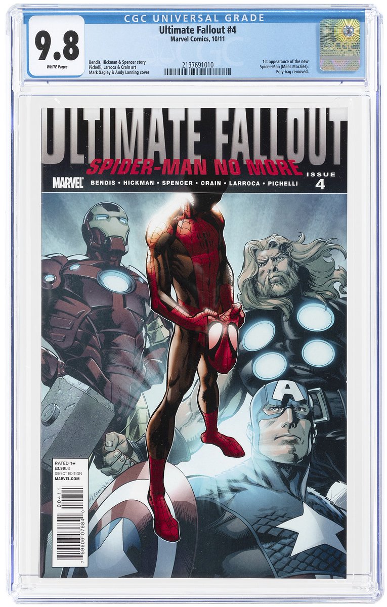 HakesAuctions's tweet photo. NOVEMBER AUCTION PREVIEW! Since #SpiderMan2 drops today, we're sharing this #CGC 9.8 #UltimateFallout #4 in @HakesAuctions' Fall sale! Don't miss the debut of #MilesMorales, aka @SpiderMan! 🕸🕷🕸
#Marvel #SpiderMan #comicbooks #comics #collector #AcrossTheSpiderVerse #PS5 https://t.co/MHXtDpwhCq