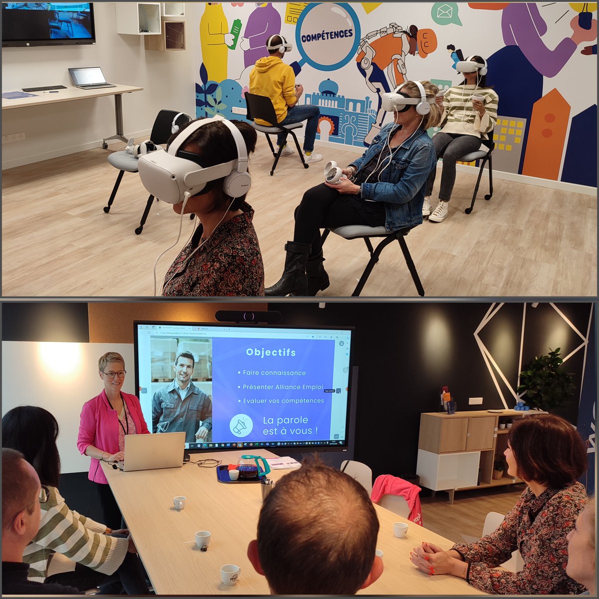 💡 L'équipe entreprise du #PoleemploiDunkerque découvre "l'immersive room" d' ALLIANCE EMPLOI
👉 un formidable outil de découverte des métiers et de l'environnement de travail industriel 👍