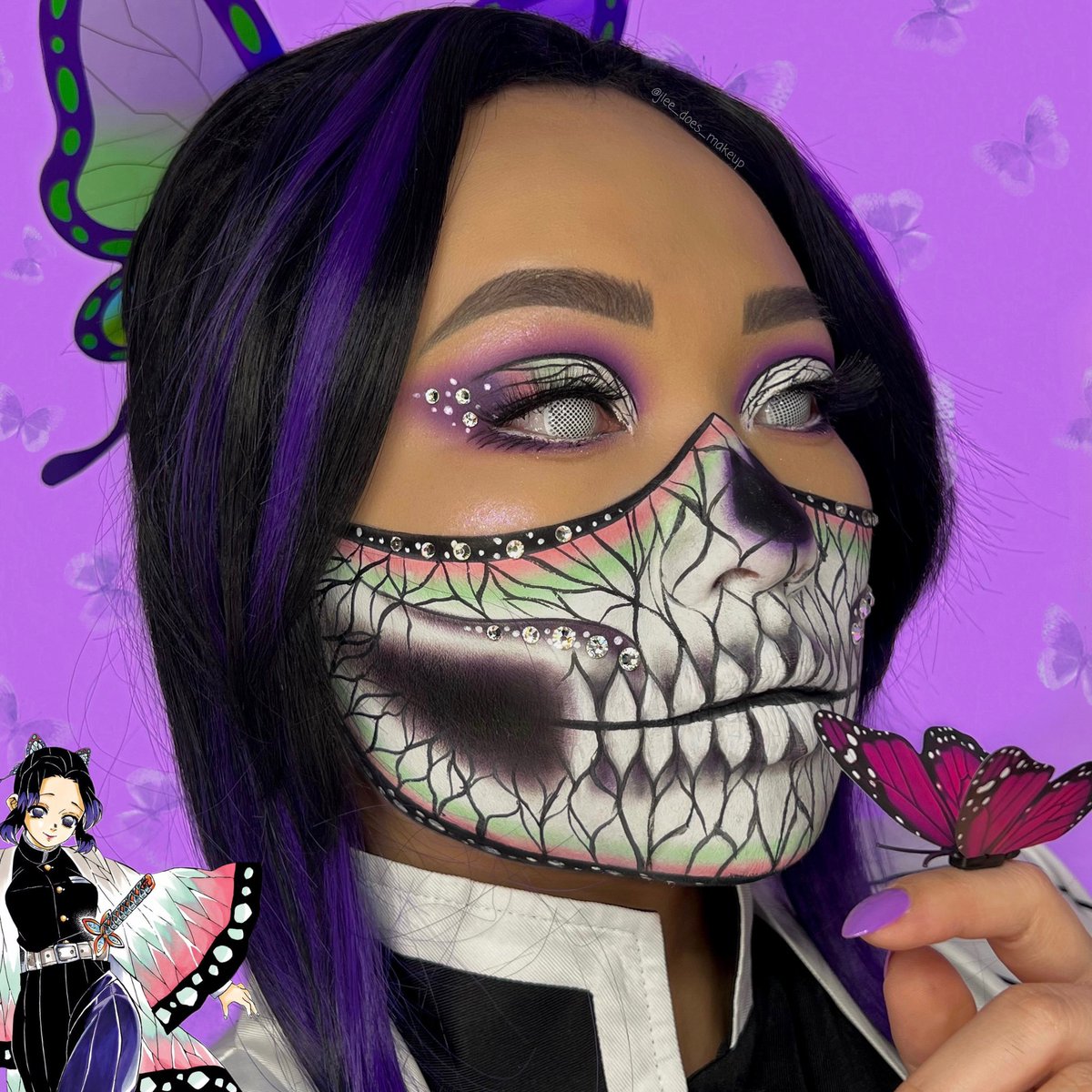 Shinobu Skull 💀💜🦋 
Inspo: alhelil.s on IG and @skulltress 

Kicking off my Halloween makeup looks with this banger that’s been on my to-do list for over a year! #Shinobu #DemonSlayerKimetsuNoYaiba 
-
TT/IG: jlee_does_makeup