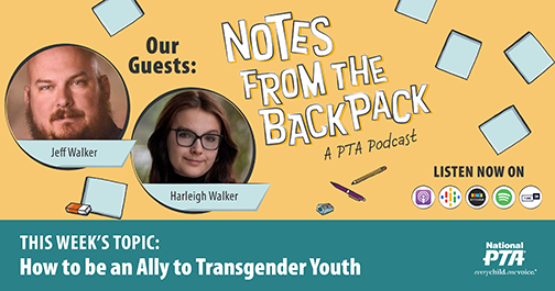 illinoispta's tweet image. Don&apos;t miss the newest episode of  #NotesFromTheBackpack, &quot;Leading Alongside Transgender Youth&quot; with teen activist Harleigh Walker and her dad, Jeff Walker.  Listen now for insights and how you can make a difference. ow.ly/N8Nr50PXMcx