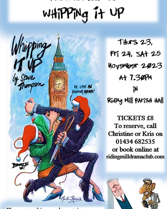 HASSdram's tweet photo. Our friends at Riding Mill Drama Club are performing the political comedy 'Whipping It Up' from Thursday 23rd until Saturday 25th November. A quick witted satirical farce set in the Whips' office at Westminster.
📷See the poster for ticket info. https://t.co/xGvmUFtht9