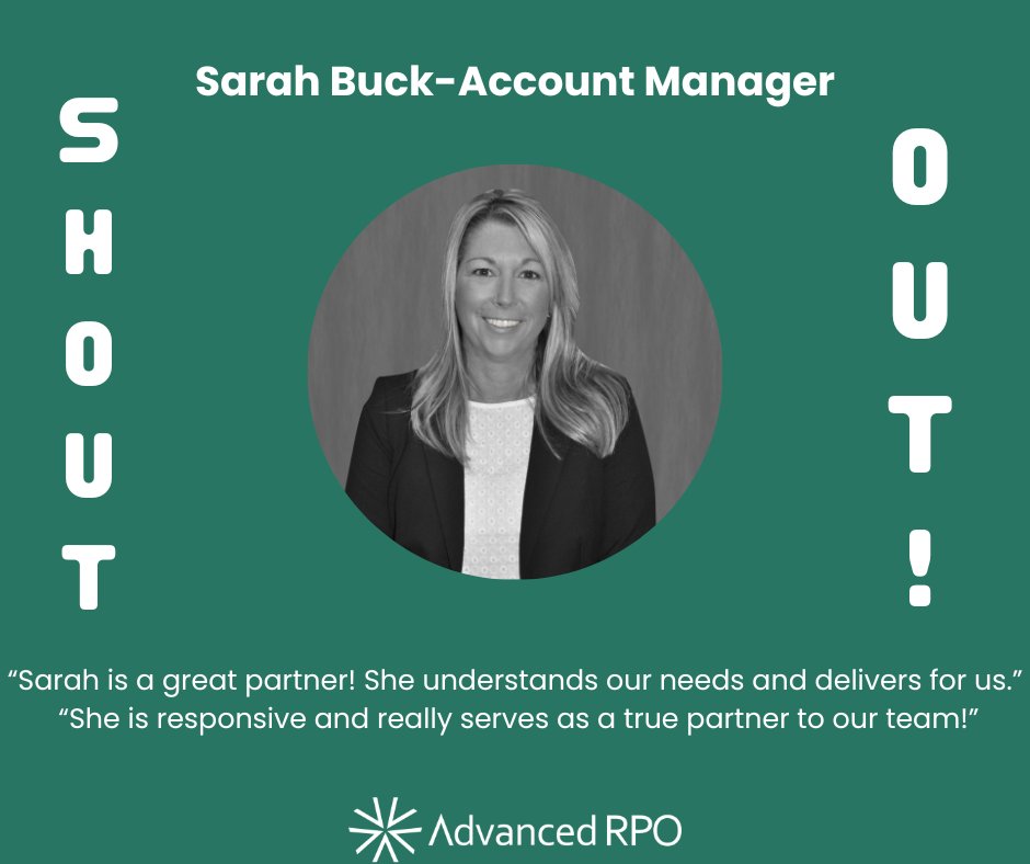 Congratulations Sarah Buck!!  

#AdvancedRPO