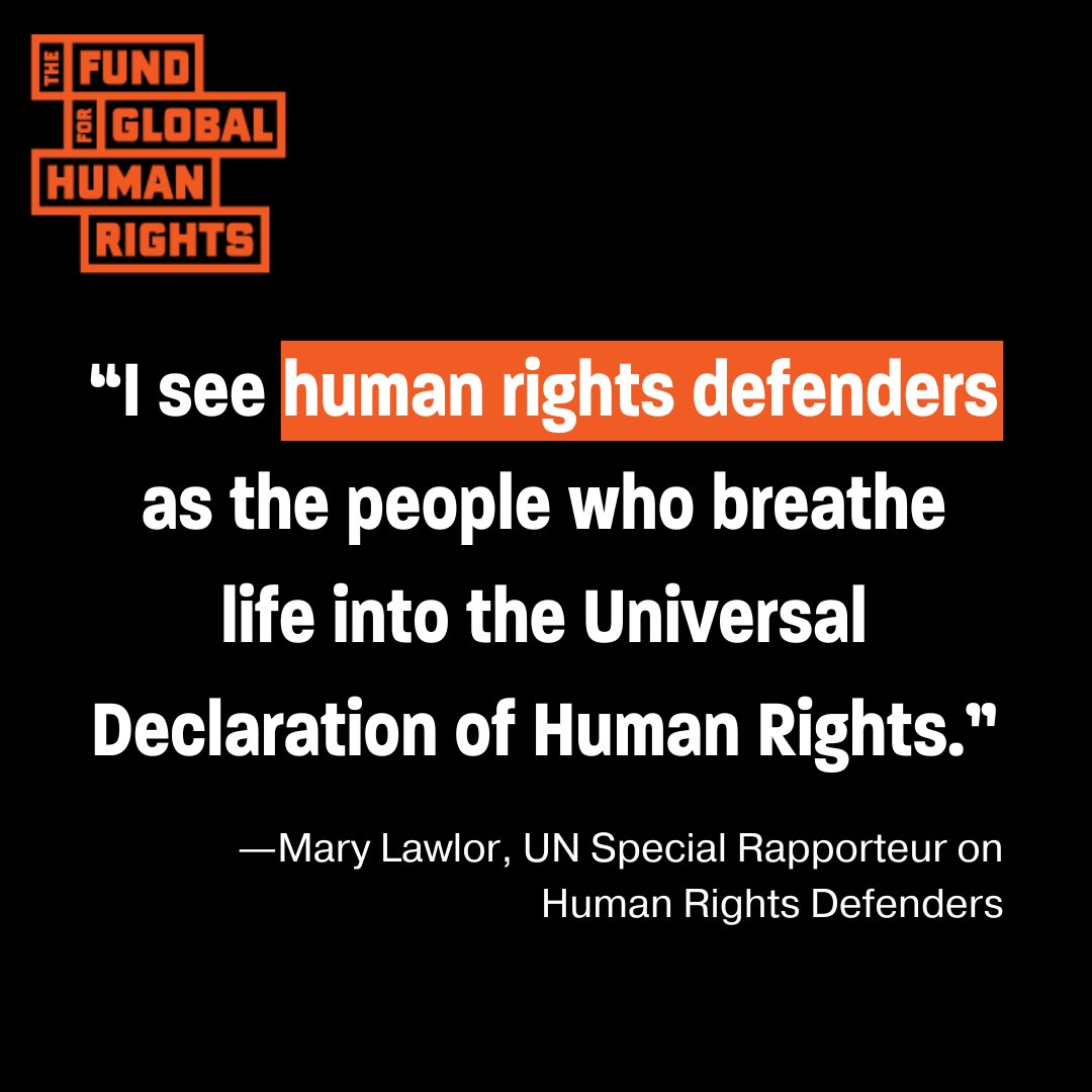The Fund for Global Human Rights (@fundhumanrights) on Twitter photo UN Special Rapporteur <a href="/MaryLawlorhrds/">Mary Lawlor UN Special Rapporteur HRDs</a> is exactly right: human rights defenders are essential to realizing the promise of the Universal Declaration of Human Rights.
But these frontline activists face a growing number of challenges. UN Special Rapporteur <a href="/MaryLawlorhrds/">Mary Lawlor UN Special Rapporteur HRDs</a> is exactly right: human rights defenders are essential to realizing the promise of the Universal Declaration of Human Rights.
But these frontline activists face a growing number of challenges.