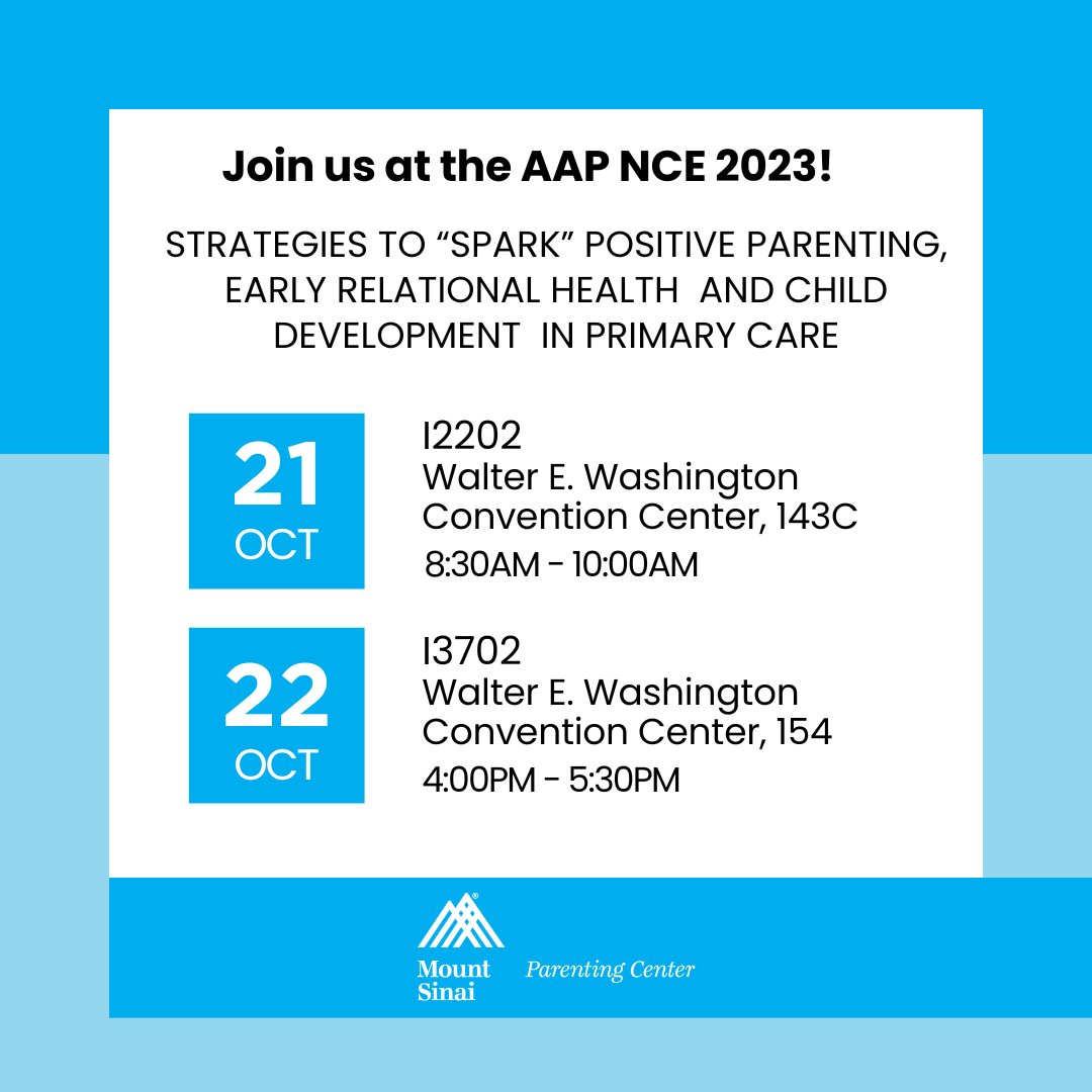 We'll be at the AAP NCE this weekend! Will you? Join us for one of two sessions on how to promote safe, stable, nurturing relationships and child development during well-child visits!