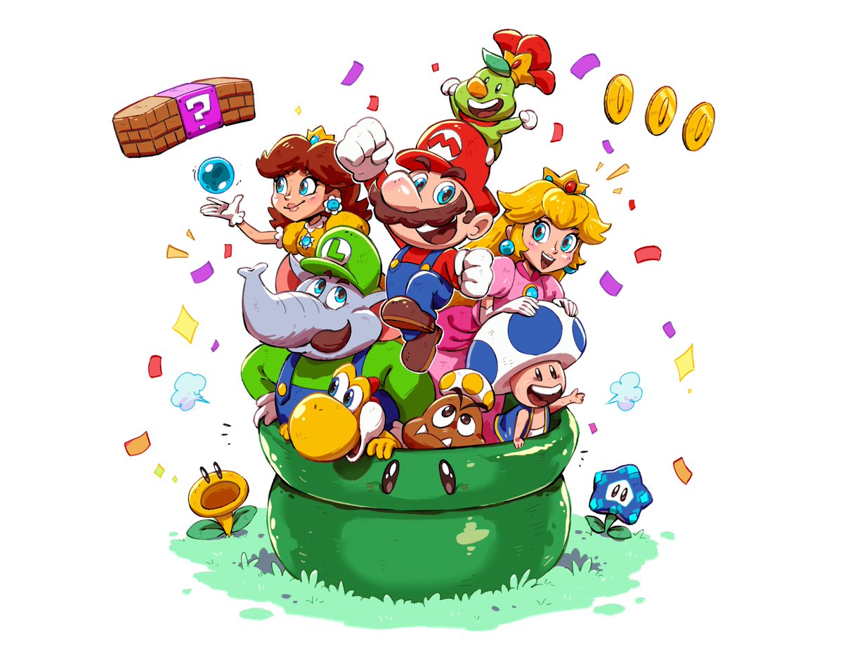yeah yeah pretty cool that this is the week of the release of Sonic Superstars and Spiderman 2, but my gamer heart belongs to Mario and today Super Mario Bros Wonder is finally out!! 🍄🍄🍄

#SuperMarioBrosWonder  #SuperMario  #ピクミン  #NintendoSwitch #fanart #Nintendo