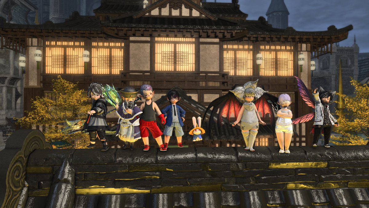 bilo_ffxiv's tweet photo. Fun night with these little ones ❤️ + the pet rabbit 🐰 #lalafell https://t.co/x4hcOViJ2U