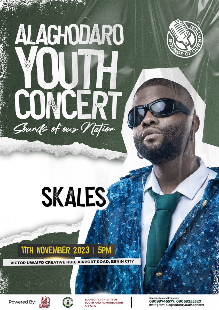 xxtega's tweet photo. Catch the likes of Boy Spyce, Skales, Reekado banks and others at thr Alaghodaro Youth Concert, coming up on the 11th of November! And guess what? ITS FREE! You don’t want to miss this 🔥 #AYC2023 https://t.co/706s3SPw1i