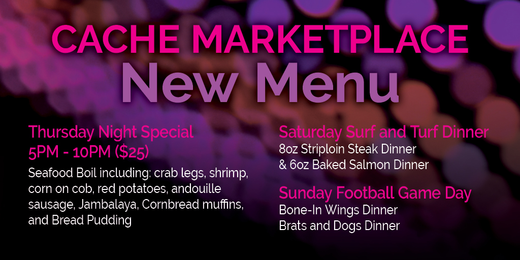 Don't miss out on our weekly Homestyle Buffet specials at the Cache Marketplace! 🍤🍲

More details at: bit.ly/44Ebez8