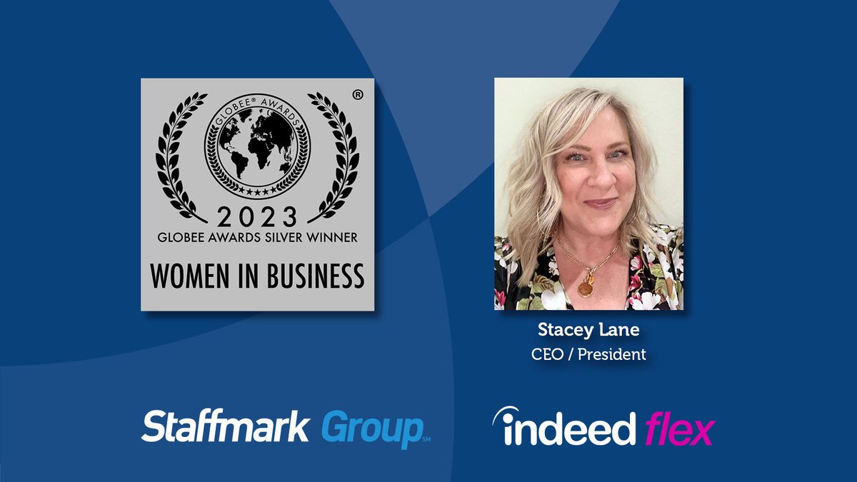 We’re excited to share that our very own Stacey Lane, CEO of Staffmark Group and general manager at Indeed Flex, was awarded a 2023 Globee® Award for Women in Business for her commitment to inclusivity and inspiring the next generation of female leaders. Congratulations, Stacey!