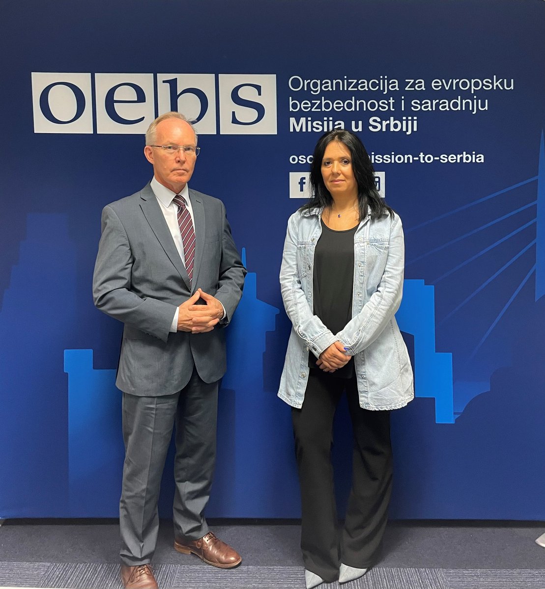 The Head of <a href="/OSCE_Serbia/">OSCE_Serbia</a>, Amb. <a href="/JanBraathu/">Jan Braathu</a>, met today w/ <a href="/brankica_st/">Brankica Stankovic</a> Editor-in-Chief of <a href="/Insajder_net/">Insajder TV</a>, to discuss the safety of journalists' situation in the country and her own experience being the target of threats and attacks. 1/2