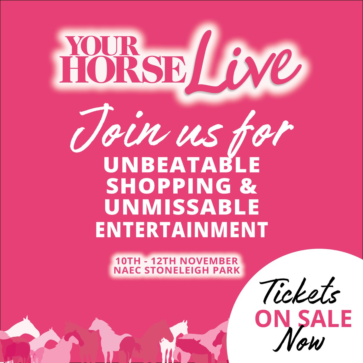YourHorseLive's tweet photo. TICKETS ARE SELLING FAST💥

With just over 3 weeks to go to Your Horse Live 2023 there is not long left to secure your tickets!
Join us for a weekend of unbeatable shopping and unmissable entertainment!

Book tickets now: https://t.co/SSSTmaMB8u

 #equestrian #shopping #horseshow https://t.co/62neu45qp7