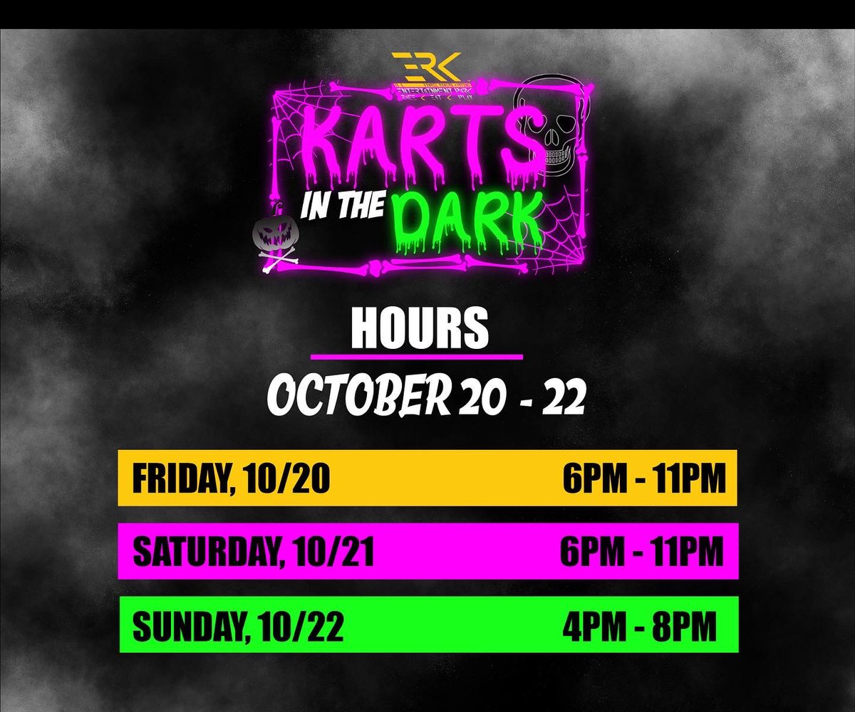 3RiversKarting's tweet photo. Karts in the Dark is BACK tonight at 6pm! 

‼️Pro-Speed is NOT available during this event! (complainers will be sent to our Graveyard for all eternity)
NEW THIS WEEKEND: Face Painting will be available tonight! $3 for a small, $5 for medium, and $7 for a large. CASH ONLY!

#3RK https://t.co/OgFHHrffPh