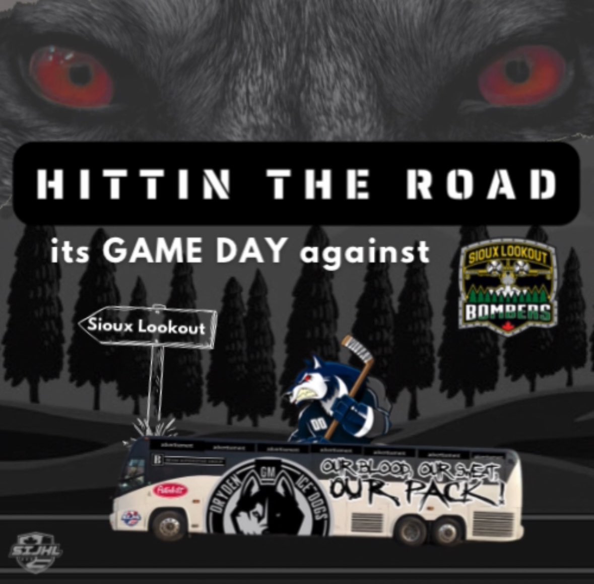 DrydenGMIceDogs's tweet photo. 🚨🚨 ITS GAME DAYYYY 🚨🚨
Your Dryden GM Ice Dogs are hittin the road today as they face off against the @slbombers tonight!!
🏒 7:30pm Puck Drop
📍Sioux Lookout Memorial Arena
📺 Tune in live at. https://t.co/ZIGzWWSHg9 to cheer on your dogs 🐺
#OURPACK #DOGPOUNDPROUD https://t.co/IuhuCVljla
