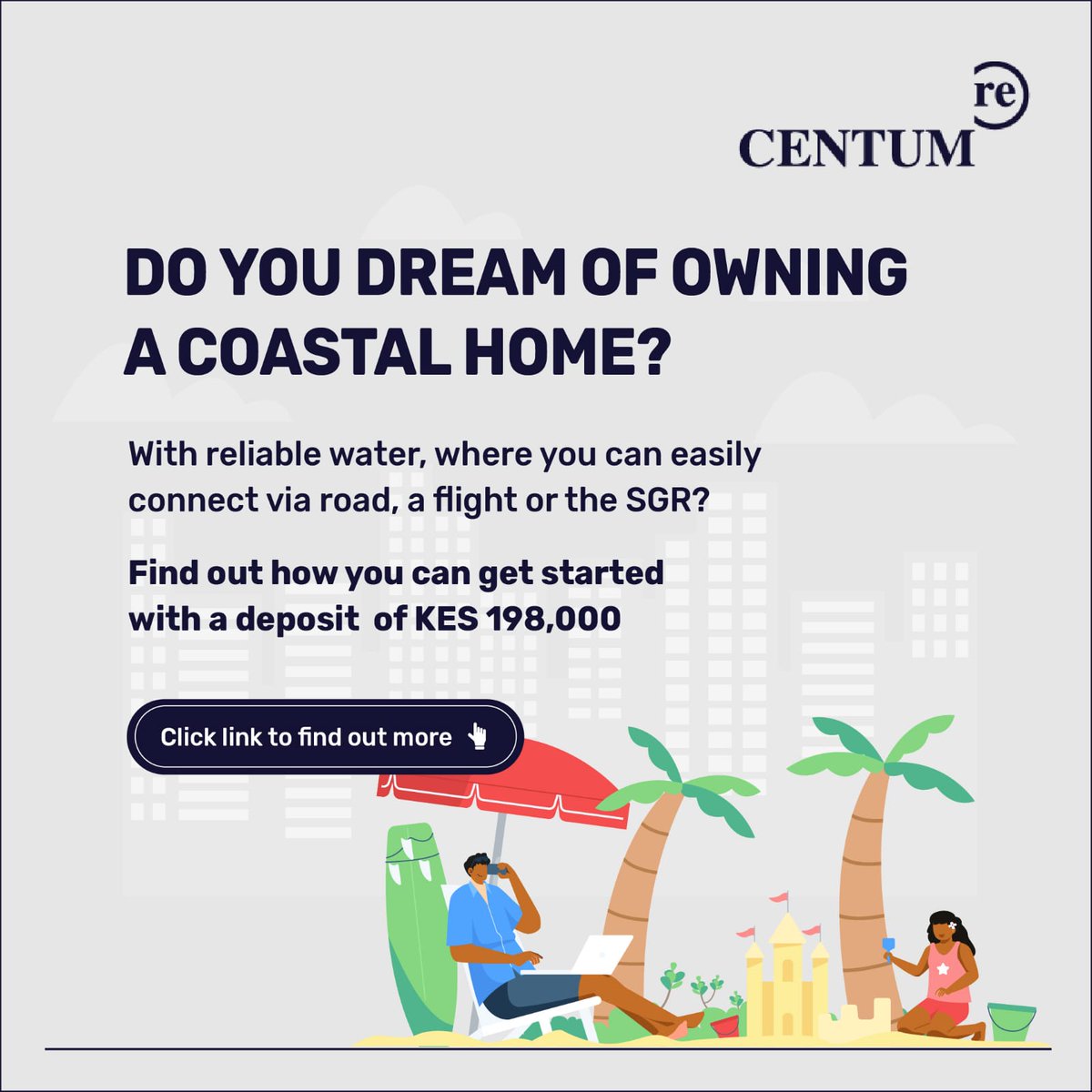 StandardKenya's tweet photo. Do you dream of owning a coastal home? Find out how you can  get started with a deposit of KES 198,000 #CentumRE

Click the link for more details: https://t.co/0gwtRQCX2y https://t.co/xkmJAlXDpe