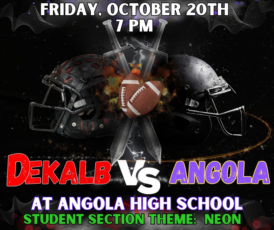 🔴🏈It’s Game Day!!!!⚫️🏈
Let’s Go Barons! Beat the Hornets!

🆚 Angola
📍 Angola, IN
🕜 7 PM
📺 ihsaatv.org/?B=712958
Tonight’s Varsity Football game at Angola High School can be viewed at the above link beginning at 7:00 pm.
⬆️⬆️
#WeAreDeKalb #fridaynightlights #BaronNation
