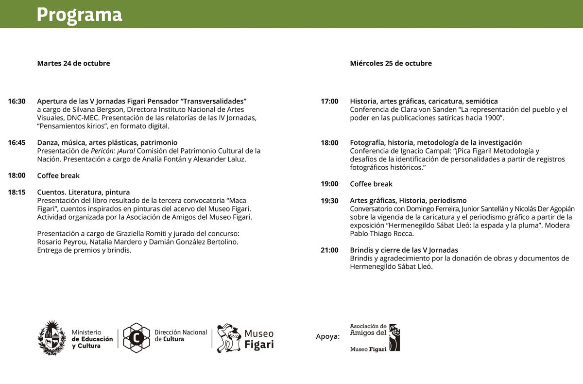 V Jornadas Figari: 

El <a href="/MuseoFigari/">Museo Figari</a> profundiza en la vida y obra del artista.

En las jornadas se presentarán libros y ponencias que abordan distintas disciplinas relacionadas con Figari y su época.

<a href="/CulturaMEC/">Cultura MEC</a> 
<a href="/MEC_Uruguay/">Ministerio de Educación y Cultura</a> 

#PedroFigari #CulturaUruguaya #Inav