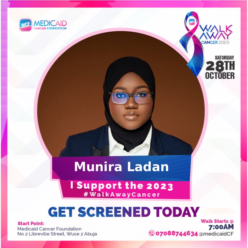 Our Director @Muniraladan supports this great initiative #walkawaycancer GET SCREENED TODAY. SPREAD THE WORD 🎀 
#Walkawaycancer #SupportTheCause