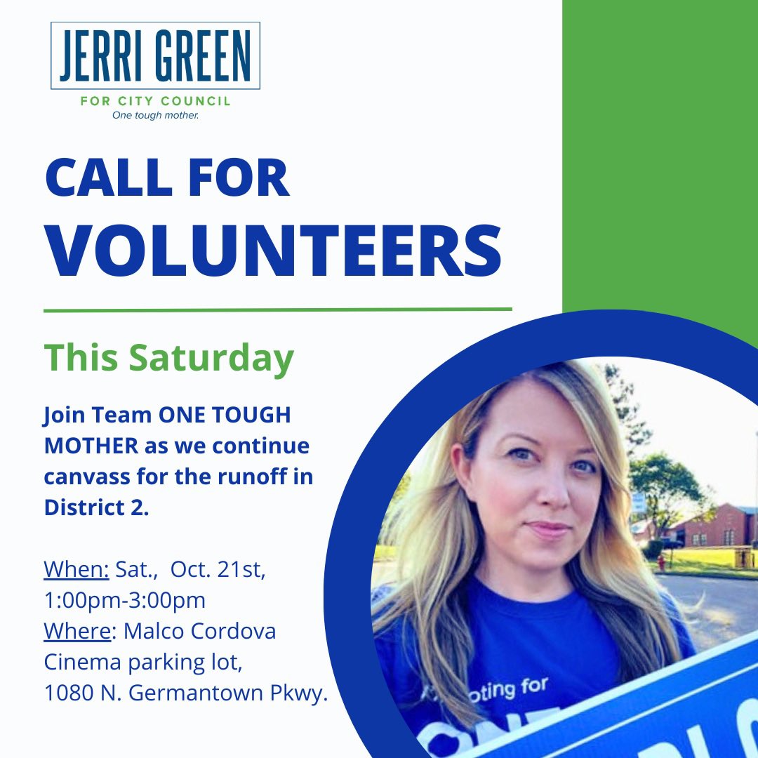 Jerri_M_Green's tweet photo. Don’t forget to join our team tomorrow at 1pm in Cordova. State Rep. Dwayne Thompson will be joining us along with reps from Shelby Co. Young Dems! Come help us #getoutthevote! https://t.co/iBJnN2EPbf