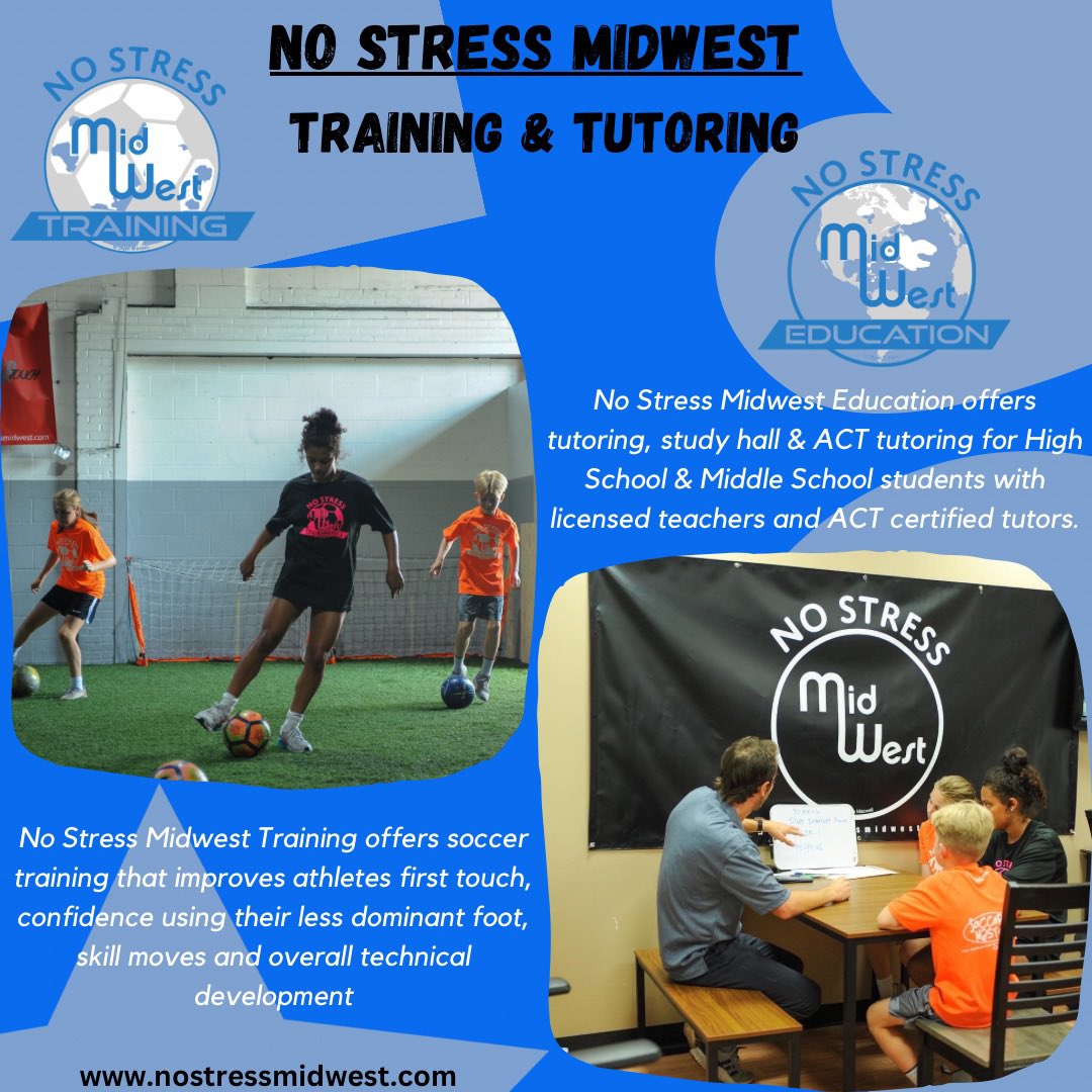 Winter is coming and we are ready to work with you! Whether you are in the need for technical soccer training or academic tutoring/ACT, we have you covered! All of our trainers and tutors are licensed and knowledgeable in their respective fields. nostressmidwest.com