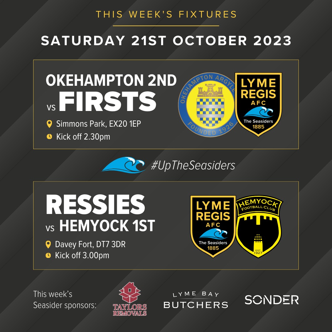 | 𝙎𝙖𝙩𝙪𝙧𝙙𝙖𝙮 𝙛𝙞𝙭𝙩𝙪𝙧𝙚𝙨... Weather permitting! 🙏

The 1sts are on the road again as they visit winless Okehampton ⚽ 

The ressies are back at the Davey Fort as they face 9th placed Hemyock. 

🌊 🟡⚫ #UpTheSeasiders