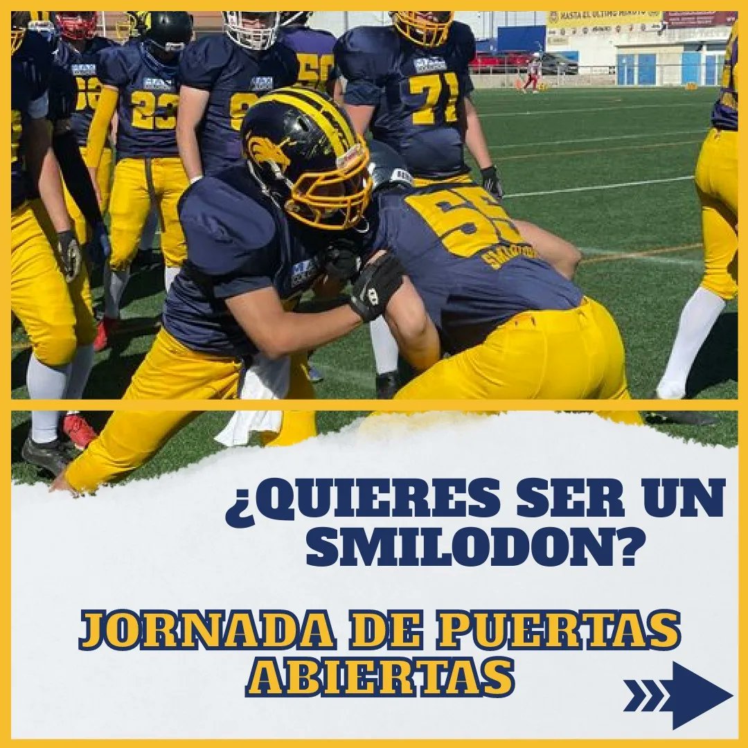 ¿Quieres ser un Smilodon? 
💡Puedes venir siempre que quieras 
(Entrenamos L-M- V de 21:00 a 23:00)
📍 Polideportivo Prado Santo Domingo Campo F5
📌 Alcorcón

¡No pierdas la oportunidad, da igual si nunca has hecho este deporte, nosotros te enseñamos!

#futbolamericano #dons